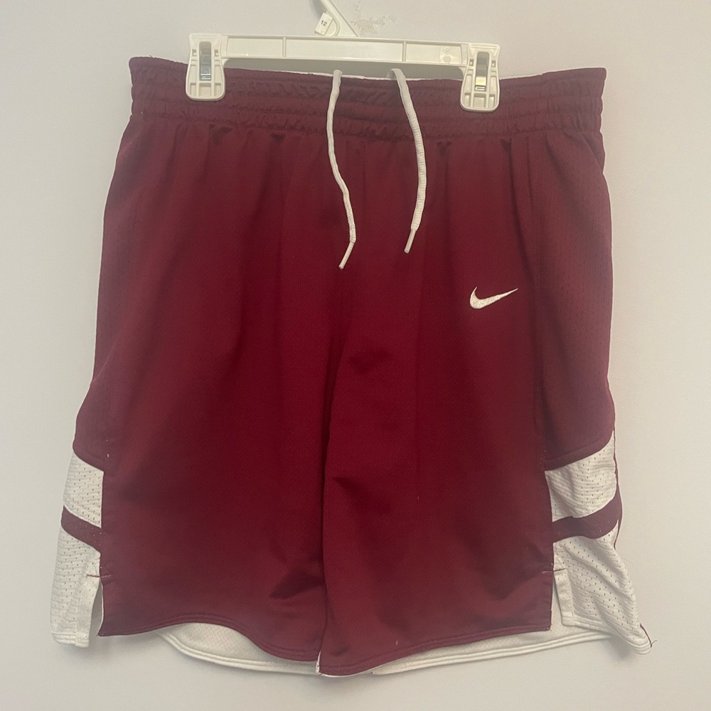 Nike Burgundy and White Sports Shorts